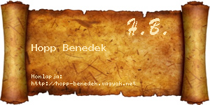 Hopp Benedek névjegykártya